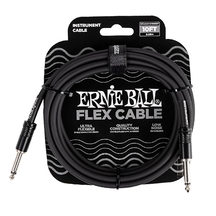Ernie Ball Flex Düz/Düz Uçlu 3m Siyah Enstrüman Kablosu